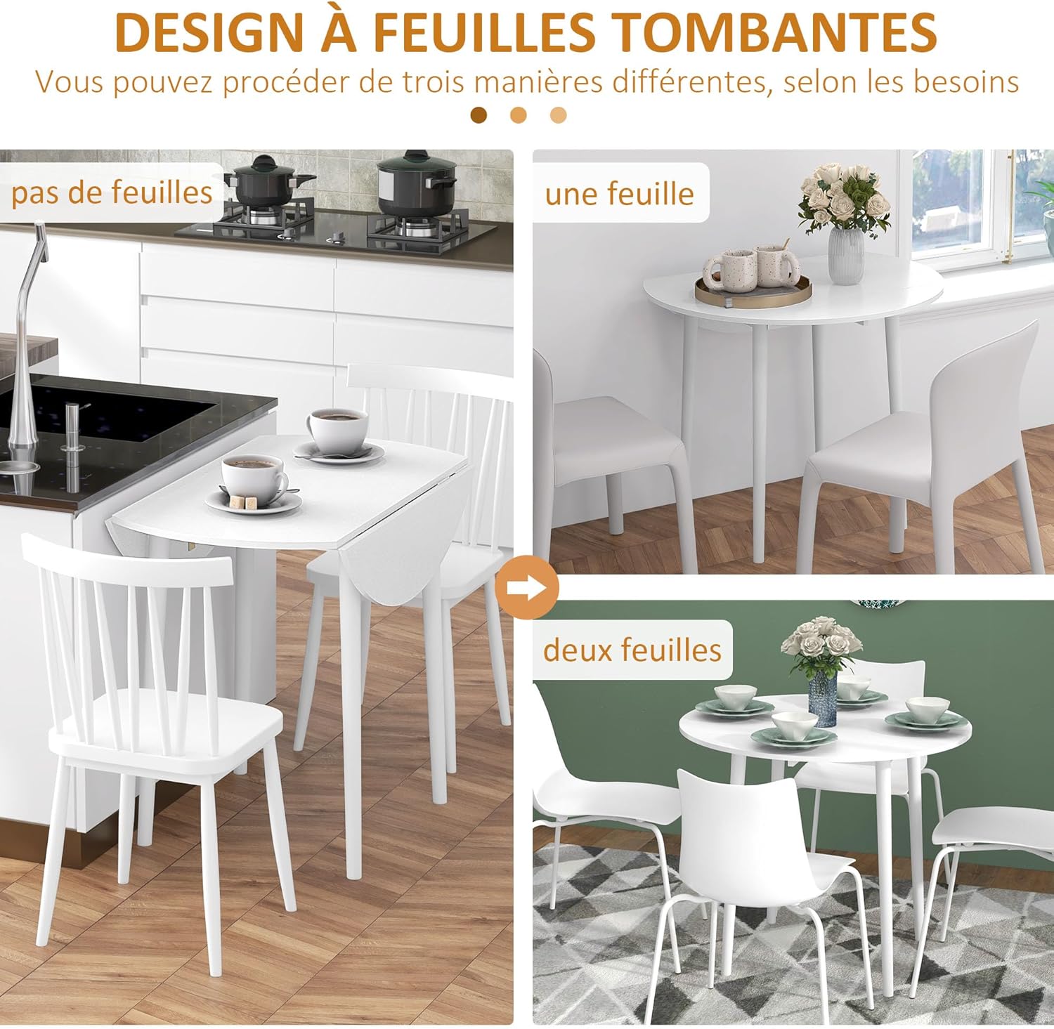 Thumbnail 3 de HOMCOM Table à Manger Pliante Ø89 cm