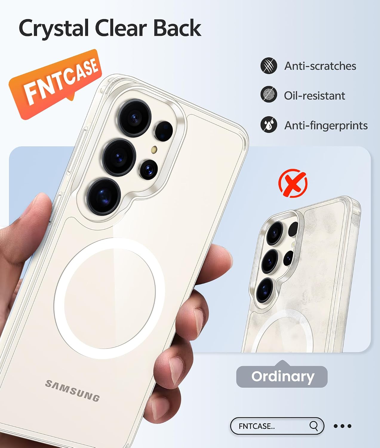 Detalle de FNTCASE Galaxy S23 Ultra Case with MagSafe – Clear, Anti-Yellowing, 14ft Military-Grade Protection