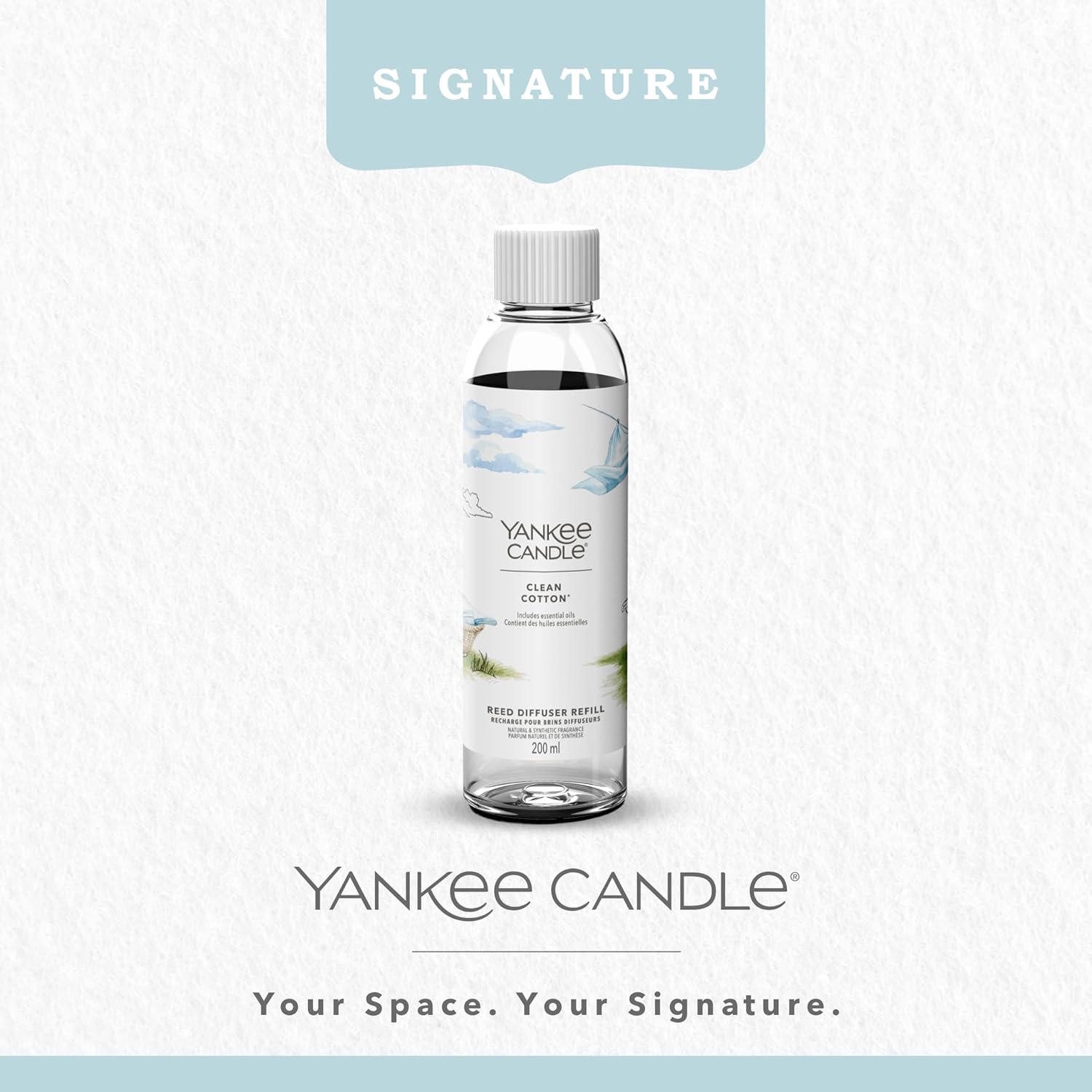 Detalle de Yankee Candle Signature Recharge brins diffuseur Clean Cotton – 200 ML