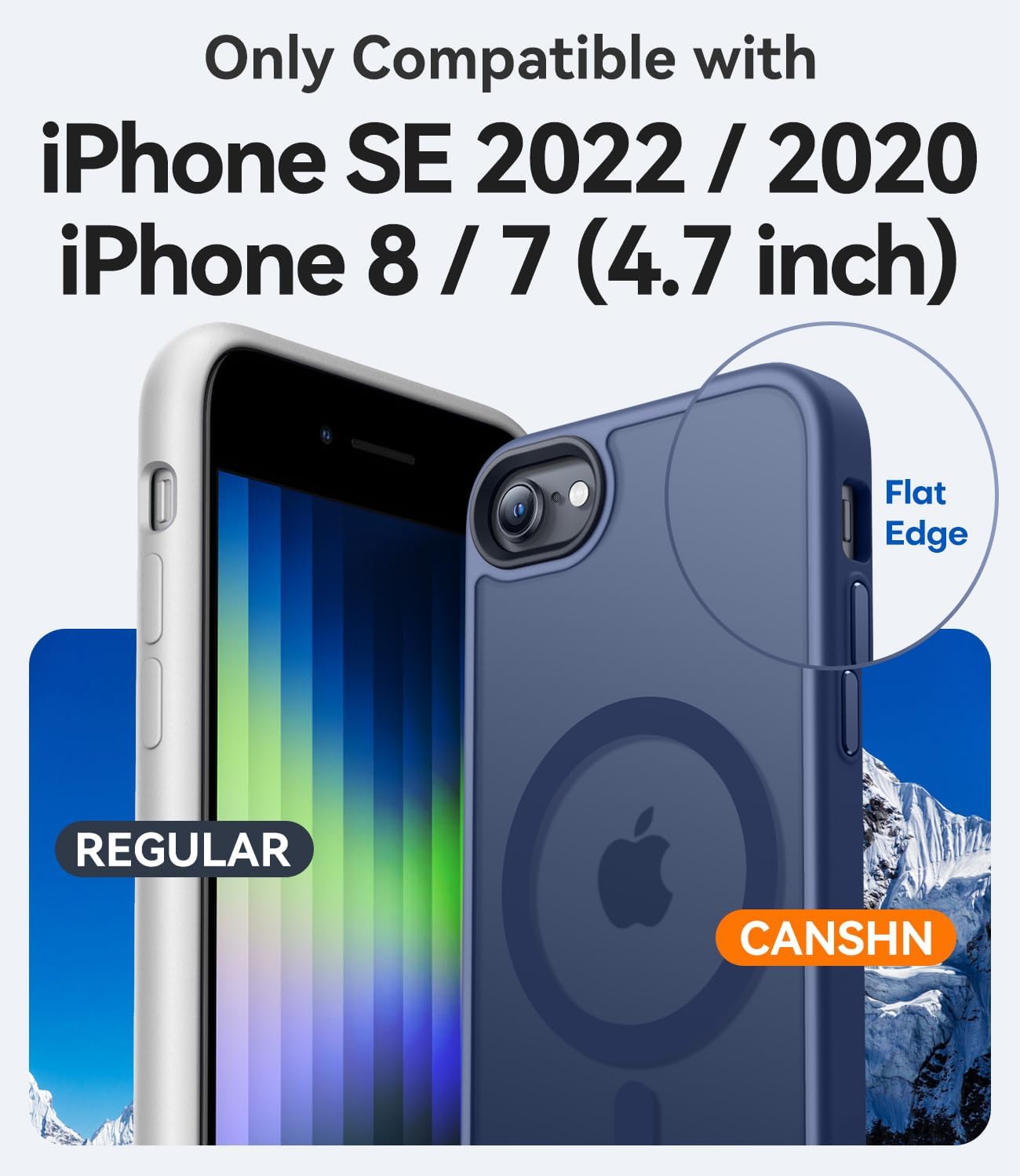 Thumbnail 6 de CANSHN Cover Magnetica Opaca per iPhone SE 3/2 (2022/2020), iPhone 8, 7 – Blu Scuro