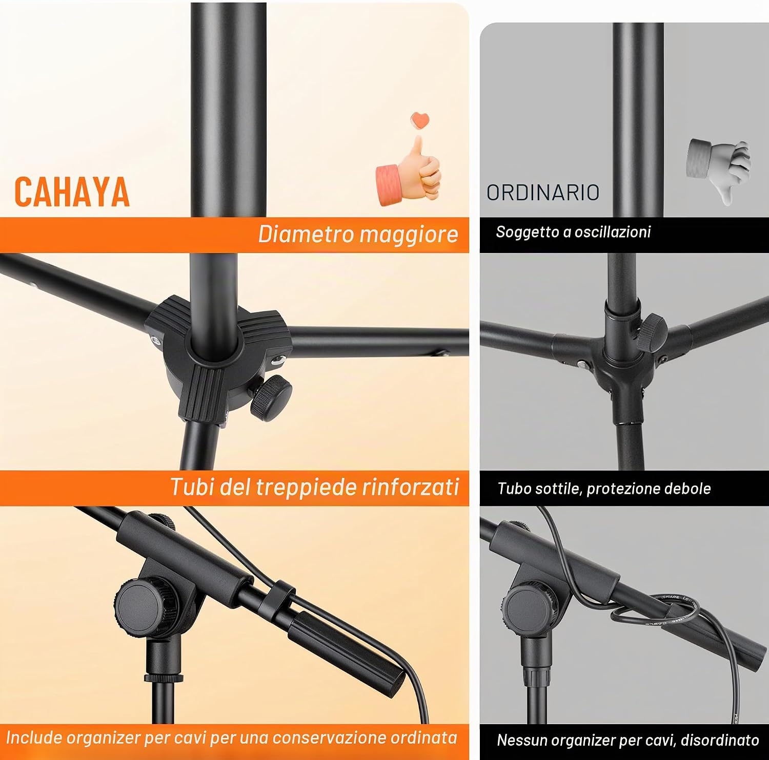 Detalle de CAHAYA Asta Microfono 2-in-1 con Braccio a Giraffa Regolabile