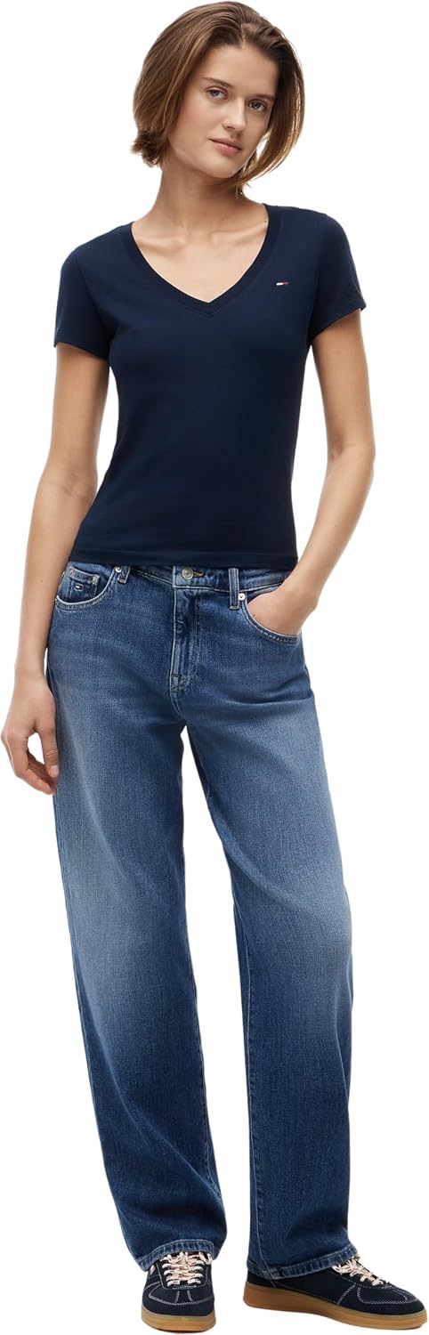 Detalle 2 de Tommy Jeans T-Shirt Donna Slim a V in cotone rigenerato