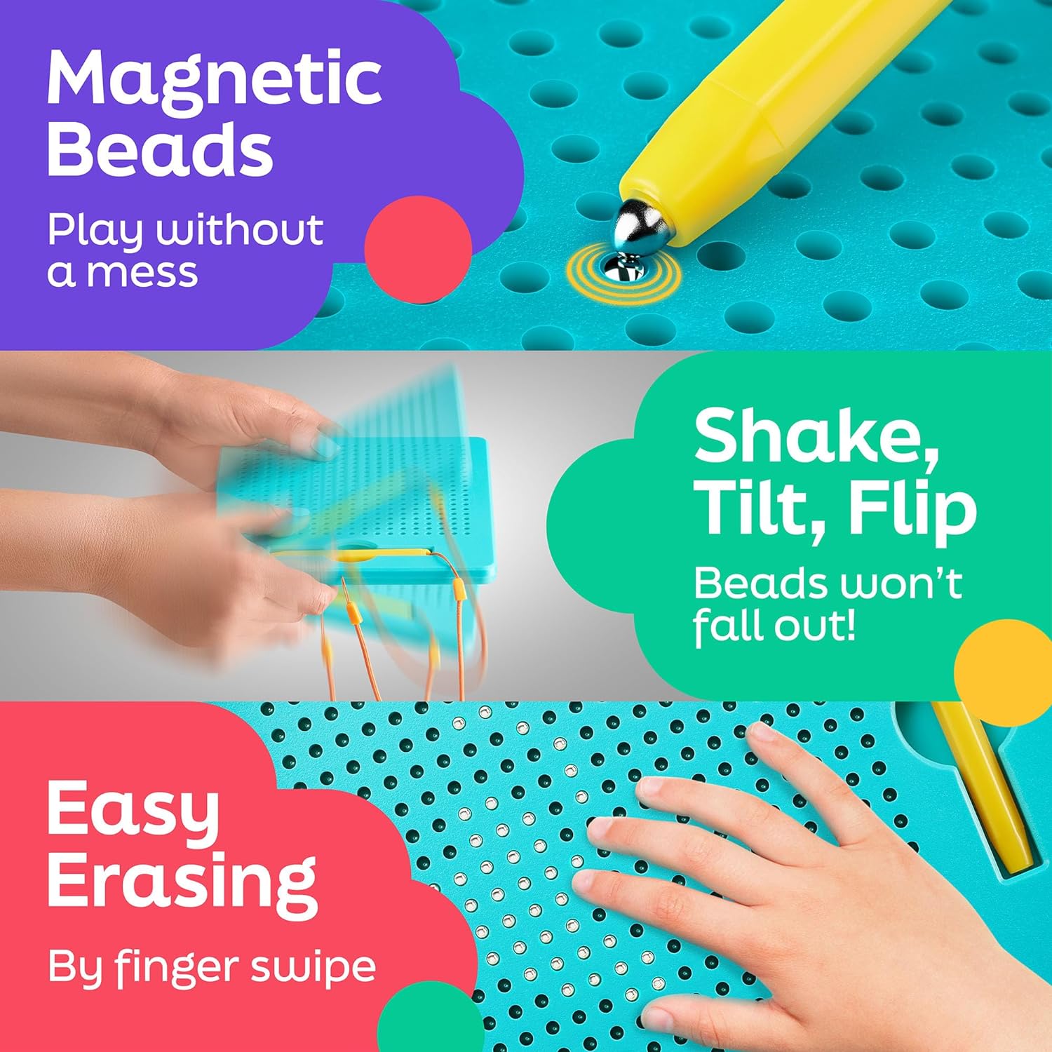 Detalle 2 de AYNAT FUN Magnetic Drawing Board for Kids & Toddlers with Beads and Magnet Stylus Pen