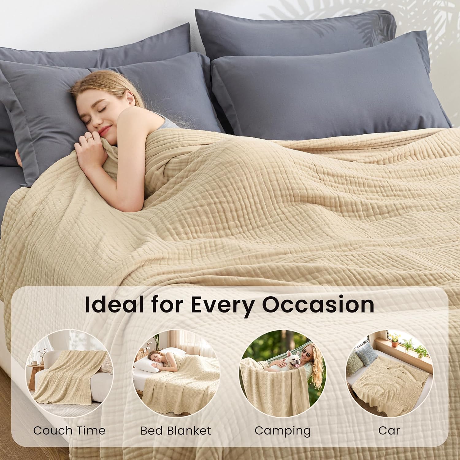 Thumbnail 6 de Love's cabin Cotton Muslin Blanket, King Size