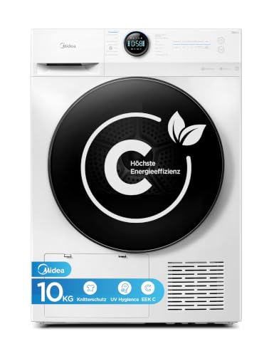 Detalle de Midea MD20EH100WB-A3 Wärmepumpentrockner – 10 kg, A+++, UV Hygiene, Knitterschutz, Woolcare, Auto Dry, Fernsteuerung