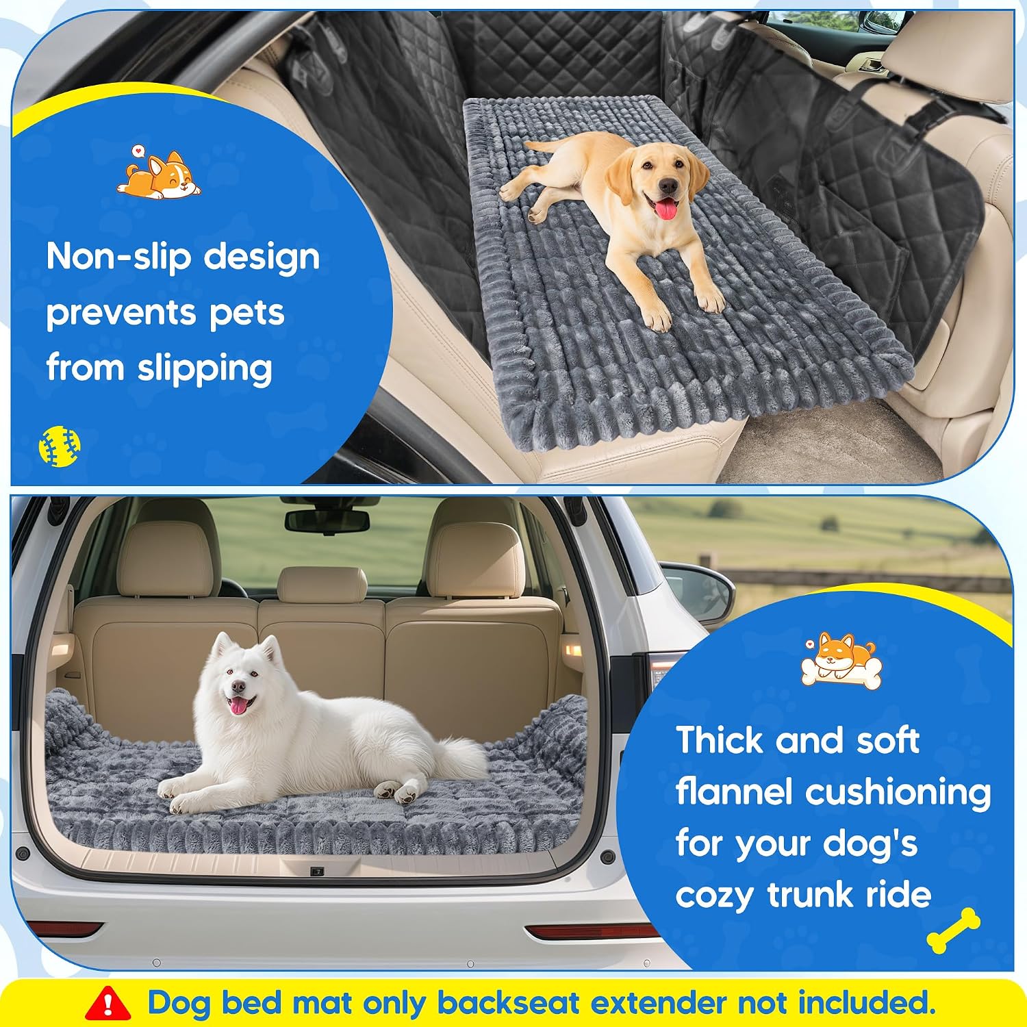 Detalle 2 de Loiion Housse de Siège Arrière pour Chien 127×62,5×2,5 cm Gris