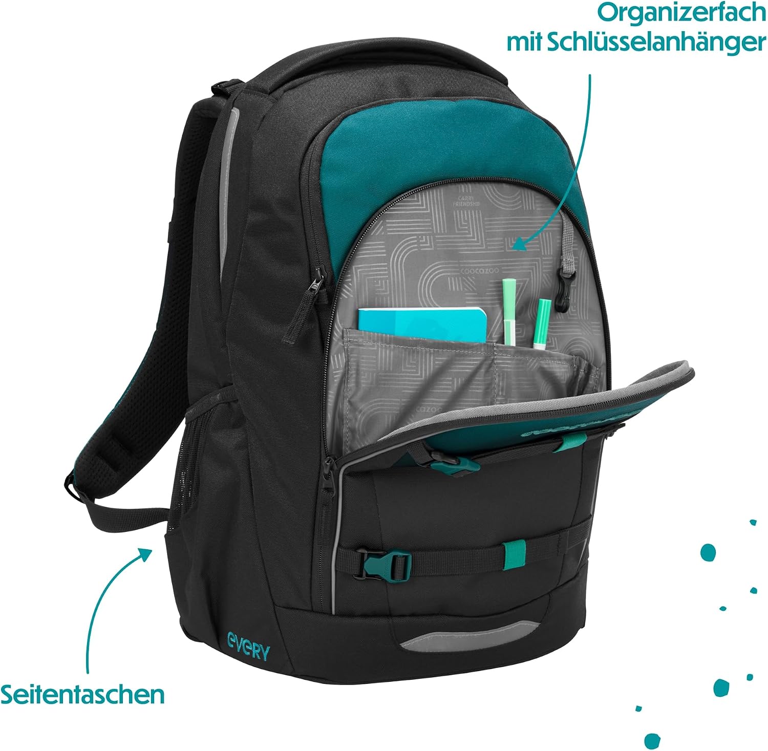 Thumbnail 5 de Coocazoo EVERY Schulrucksack Teal Shadows – Ergonomischer Tornister, 30 L, ab der 3. Klasse
