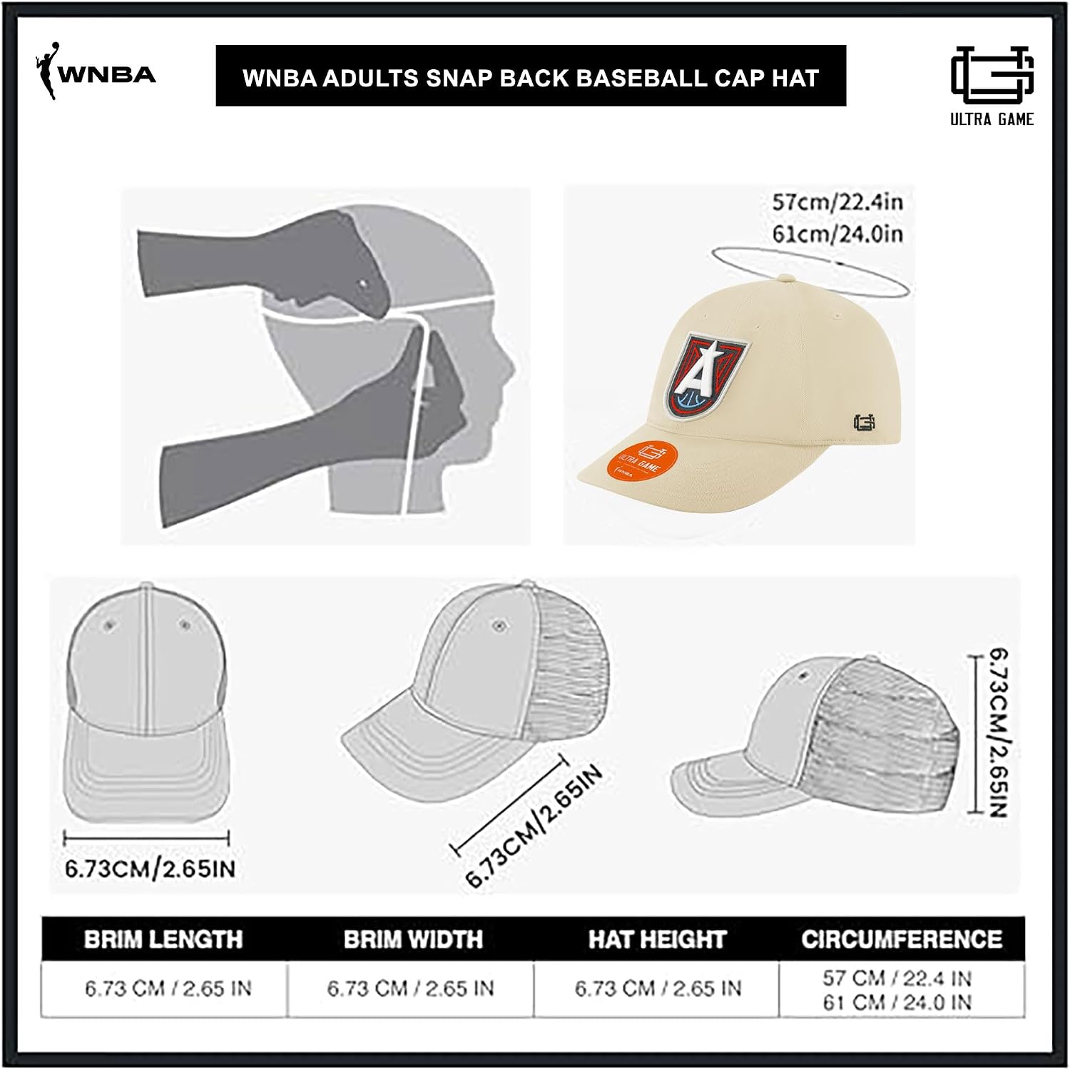 Thumbnail 5 de Ultra Game Women’s WNBA Official Slick Baseball Cap Hat with HD Embroidery