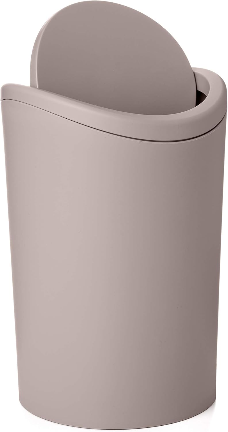 Thumbnail 2 de TATAY Bathroom Bin with Swing Lid – 6L, Taupe, Compact 19×19×28 cm