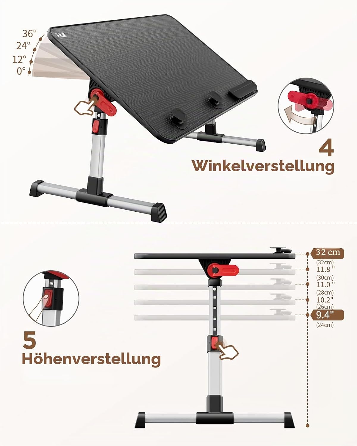 Thumbnail 3 de SAIJI Betttisch höhenverstellbar 23,9–32 cm 🛋