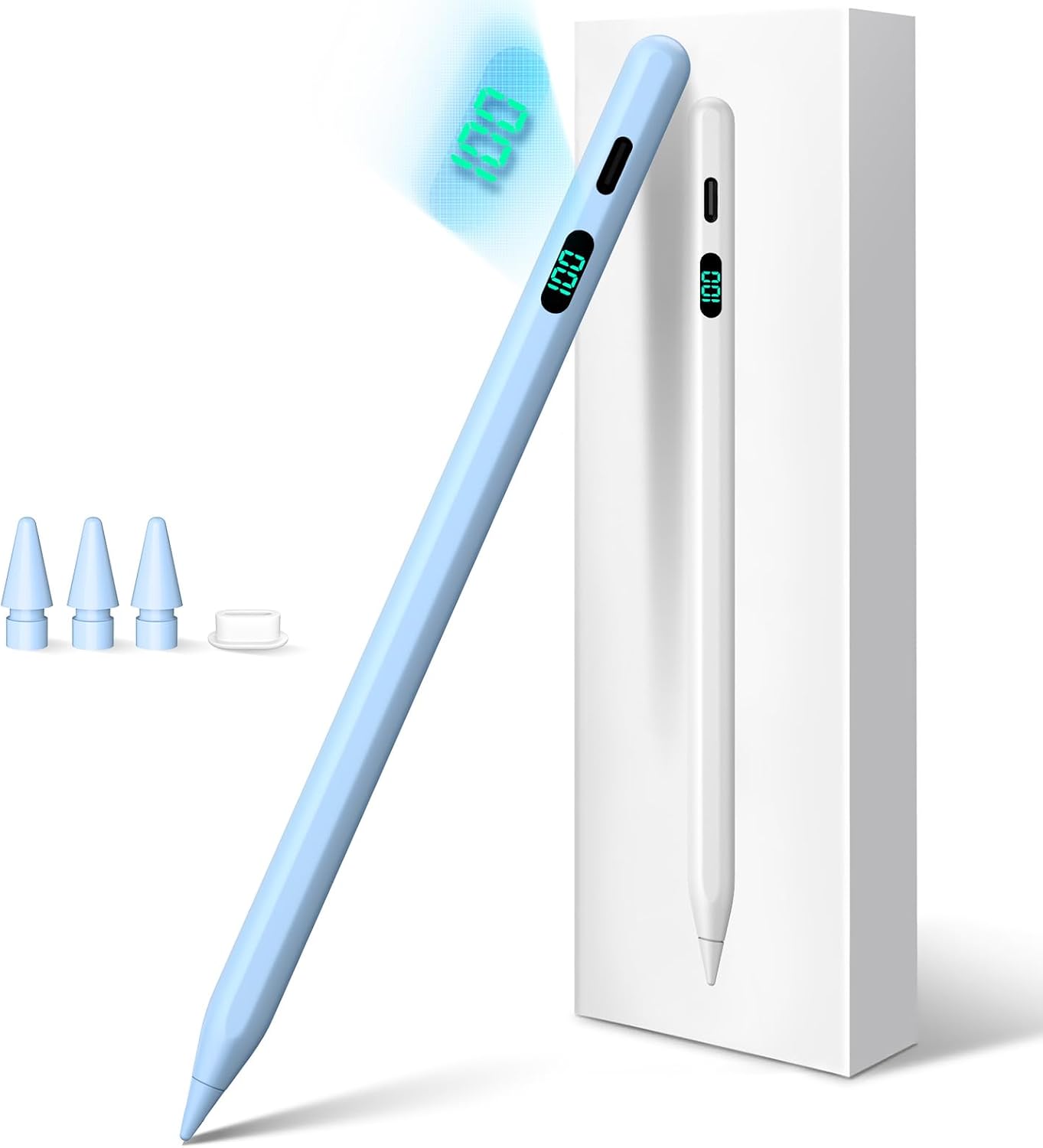 Detalle de FOJOJO Stift für iPad 2025–2018 mit LED-Ladestandsanzeige – Pencil für iPad 11/13, Air, Pro, mini (ohne Druckempfindlichkeit)