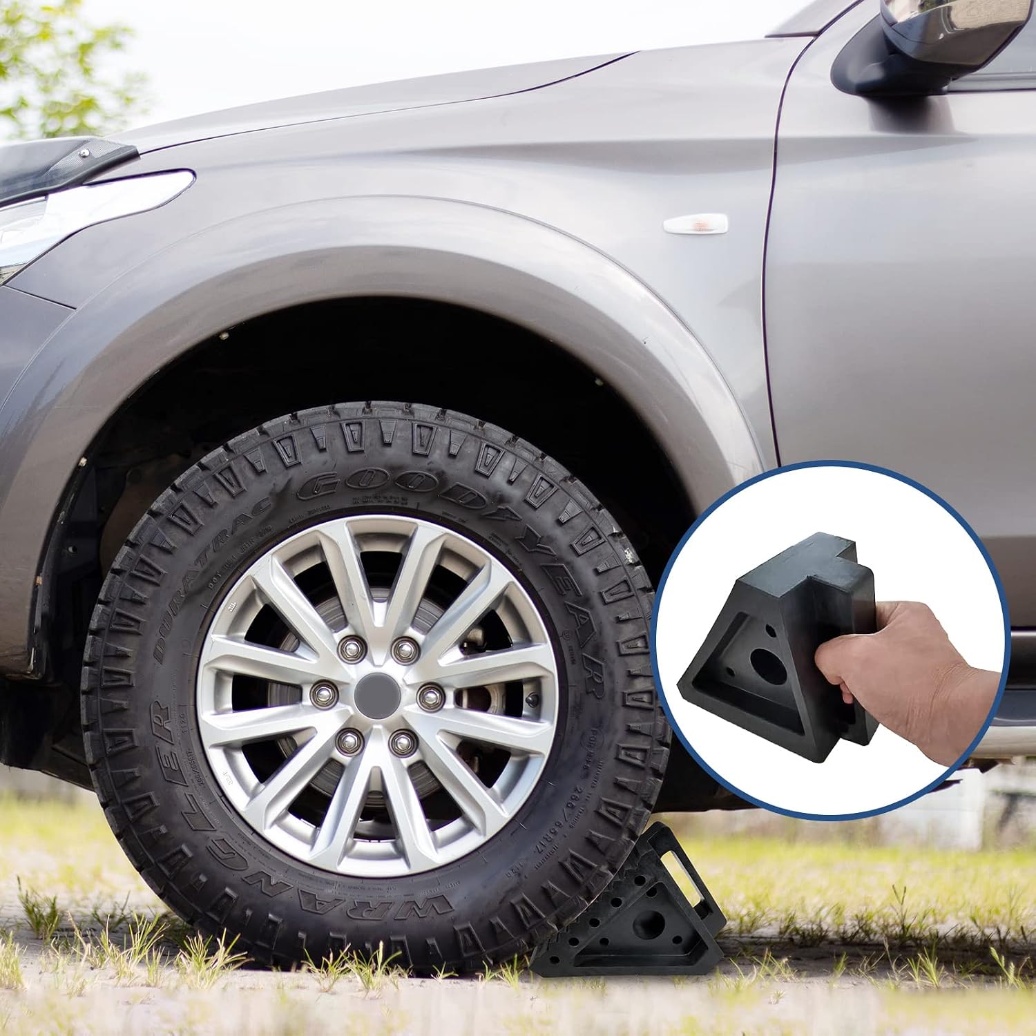 Thumbnail 4 de HOXWELL Solid Heavy Duty Rubber Wheel Chocks (4 Pack) — 8" x 4" x 6" Premium Stopper for RVs, Trailers, Trucks, and ATVs
