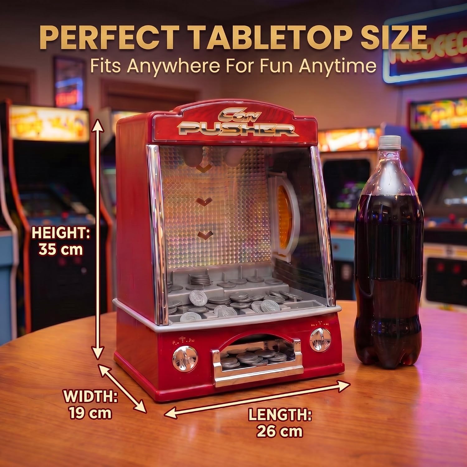 Detalle de GOODS+GADGETS Coin Pusher Slot Machine with Lights, Sound and 100 Coins