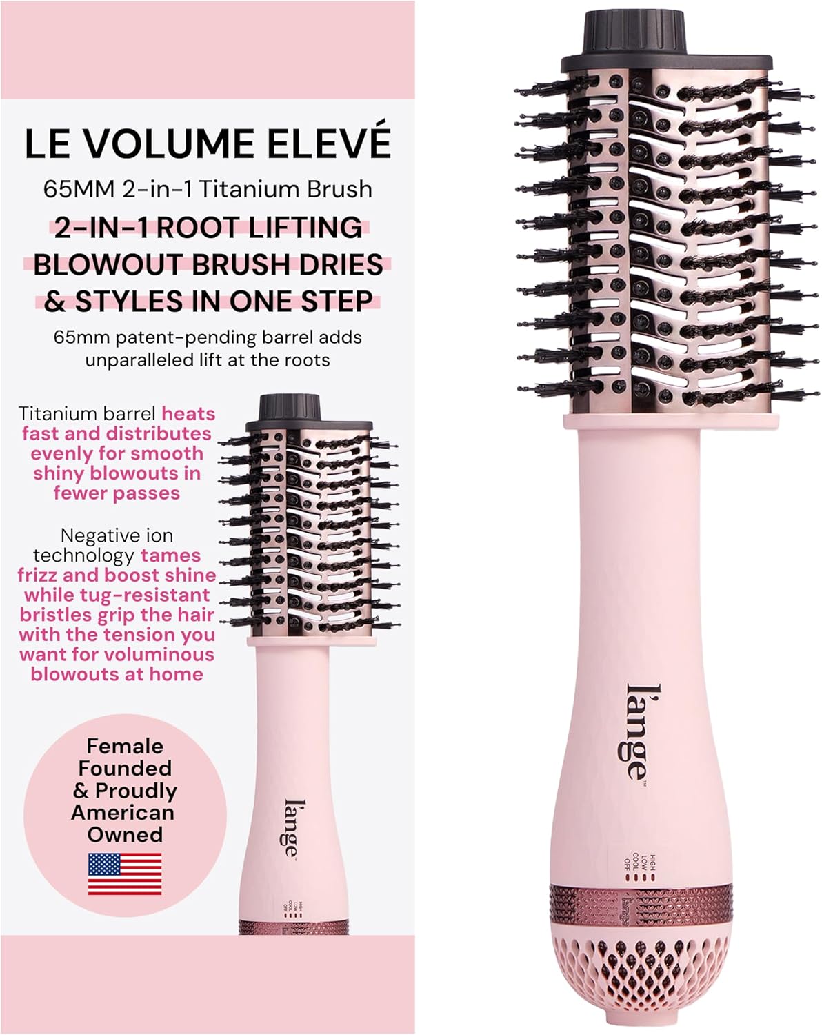 L'ANGE Le Volume Elevé 65MM 2-in-1 Titanium Brush Dryer