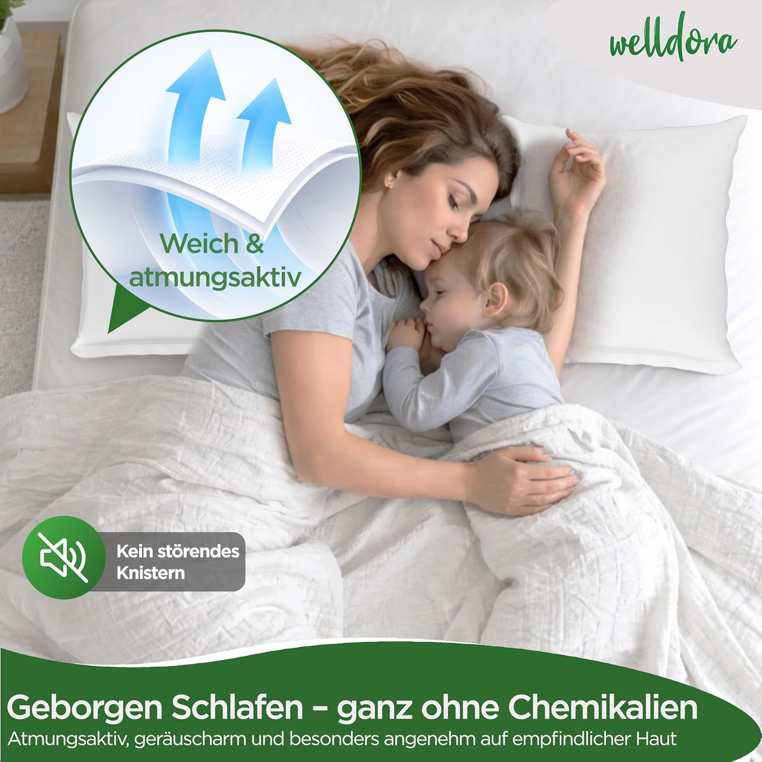 Thumbnail 3 de Welldora 2er-Set Milbenbezug Kissen 40x80