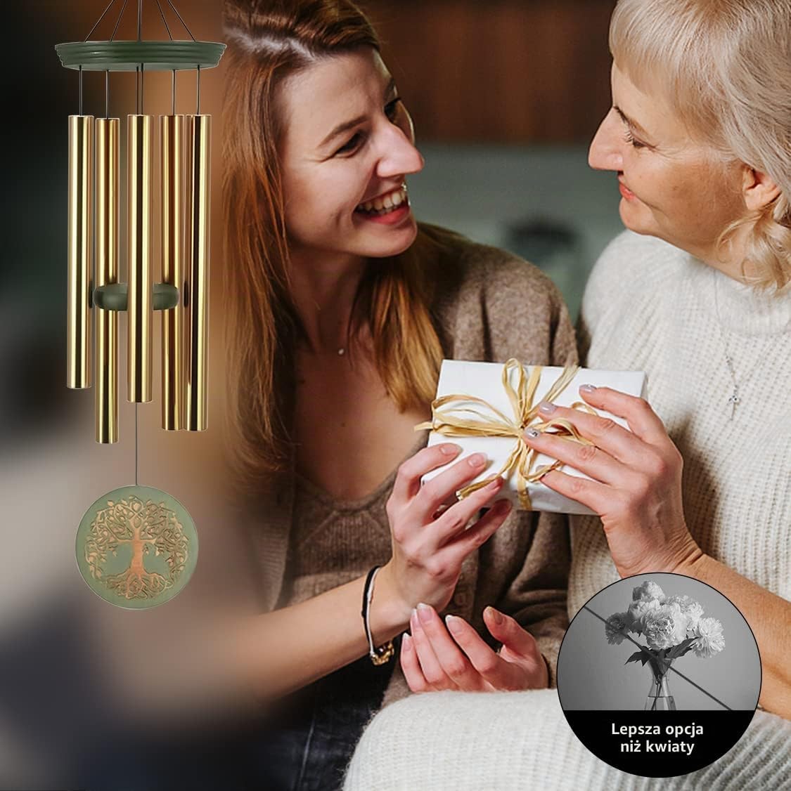 Thumbnail 5 de ASTARIN Gold – pamiątkowy dzwonek wietrzny 91 cm, złote metalowe rurki