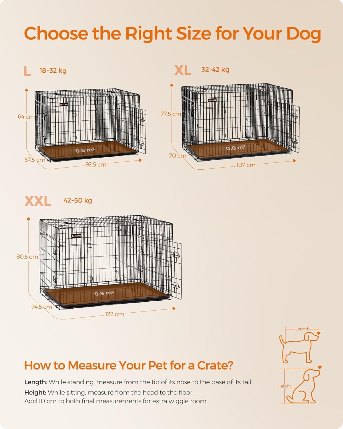 Detalle 2 de Feandrea PPD36BK cage 92,5 x 57,5 x 64 cm