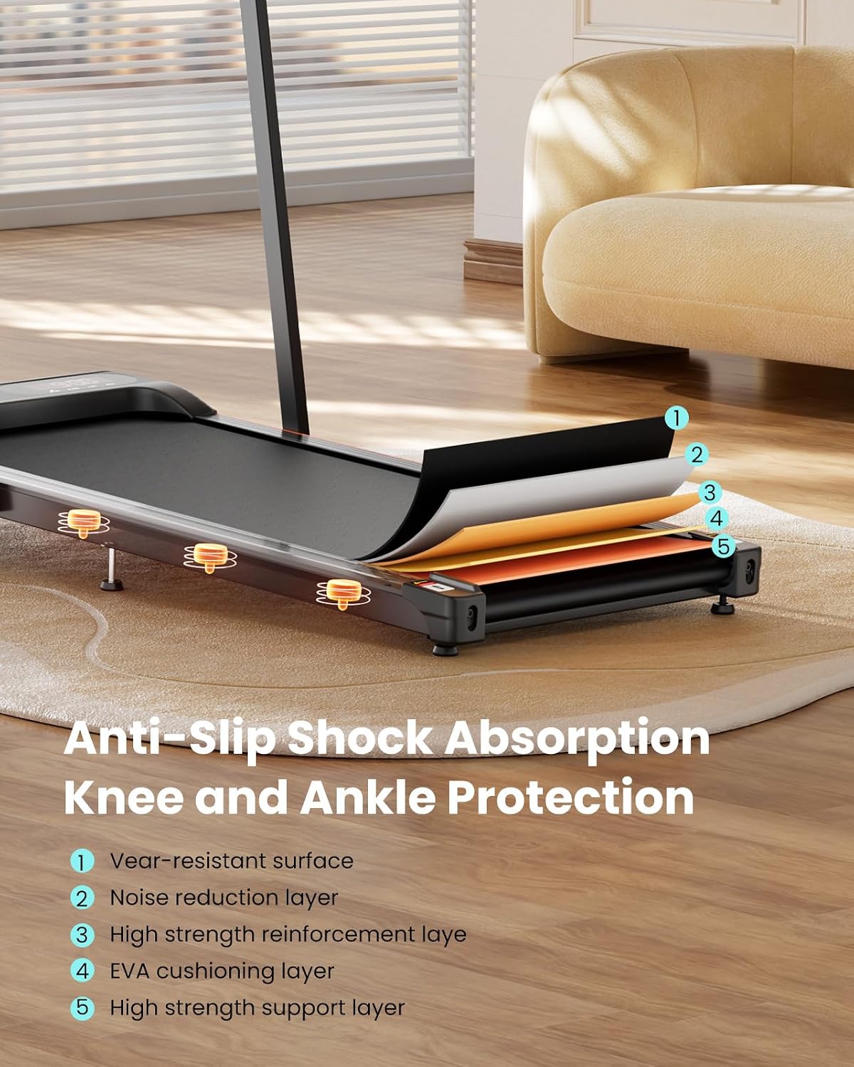Detalle 1 de Abonow 3000 Under Desk Walking Pad Treadmill, 8% Manual Incline, LED Display