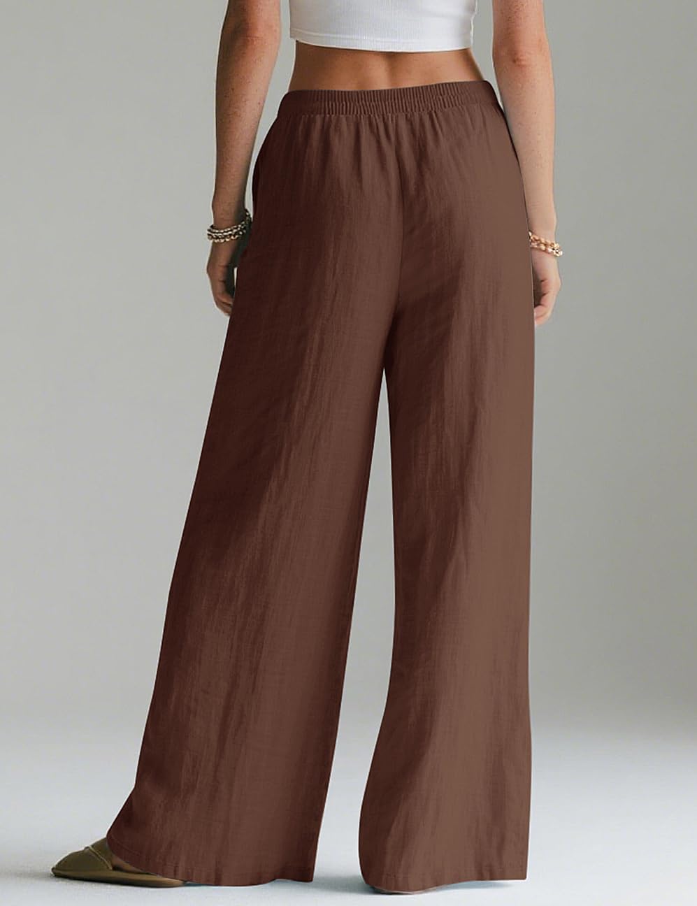 Detalle de Rapbin Linen Trousers Womens Wide Leg Pants
