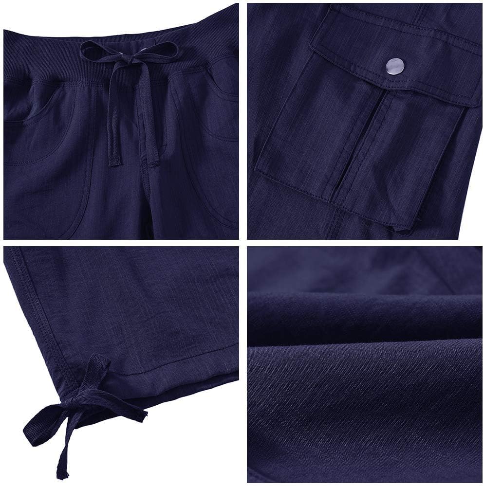 Thumbnail 6 de JINSHI Damen Sommer Cargohose 3/4 Hose Caprihose – Freizeithose mit Mehrfach-Tasche