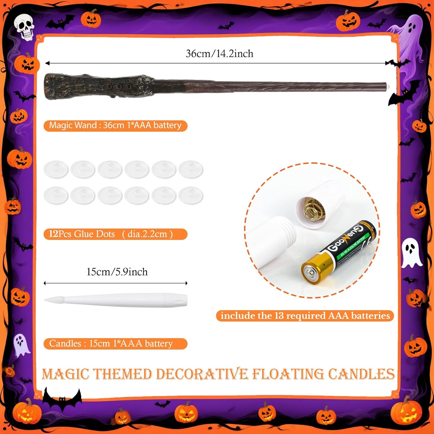 Thumbnail 6 de Dixmas schwebende Kerzen mit Zauberstab-Fernbedienung – 12 flammenlose LED-Kegelkerzen zur Deko