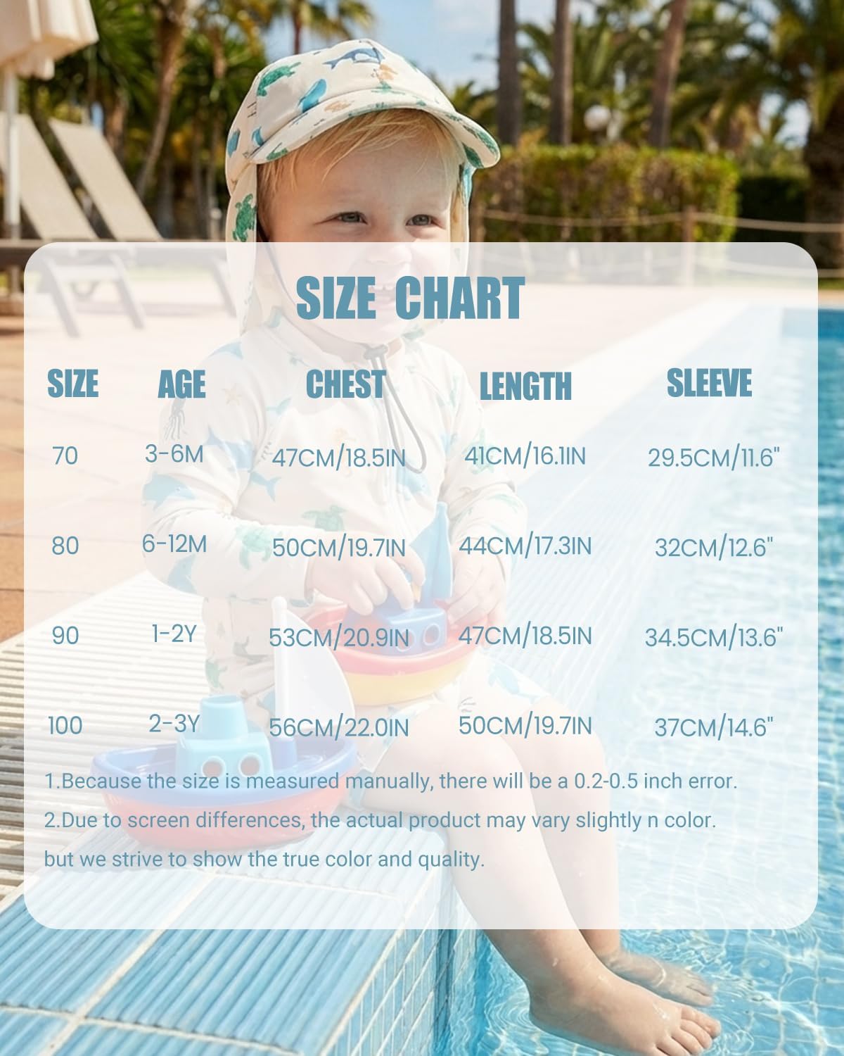 Thumbnail 6 de Baby Swimsuit Rash Vest Set (UPF 50+) with Hat, Long Sleeve 0M–3T – Unisex Infant Swimwear
