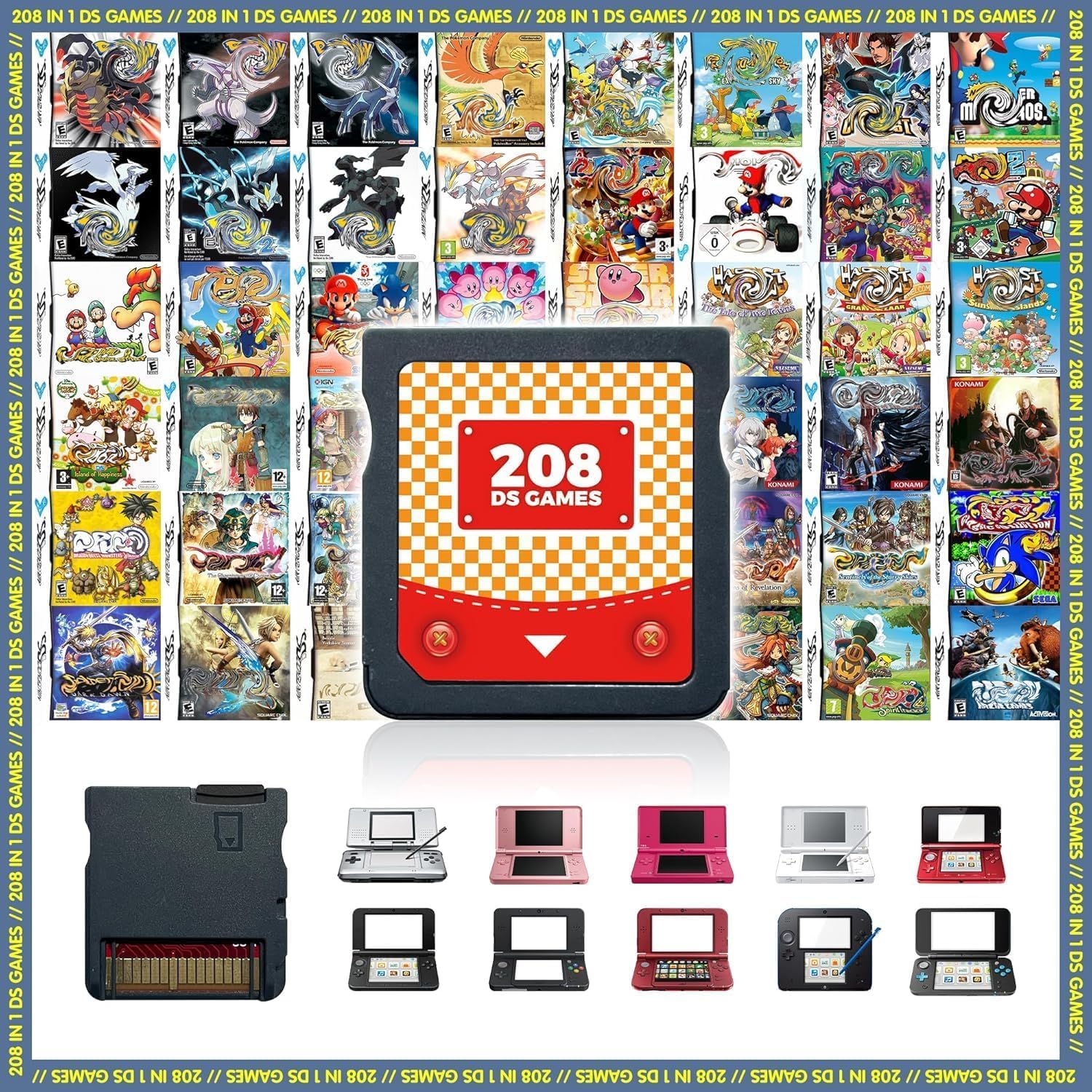 Thumbnail 1 de Effdrdfs DS Game 208 in 1 Super Combo cartridge (208 game collection)