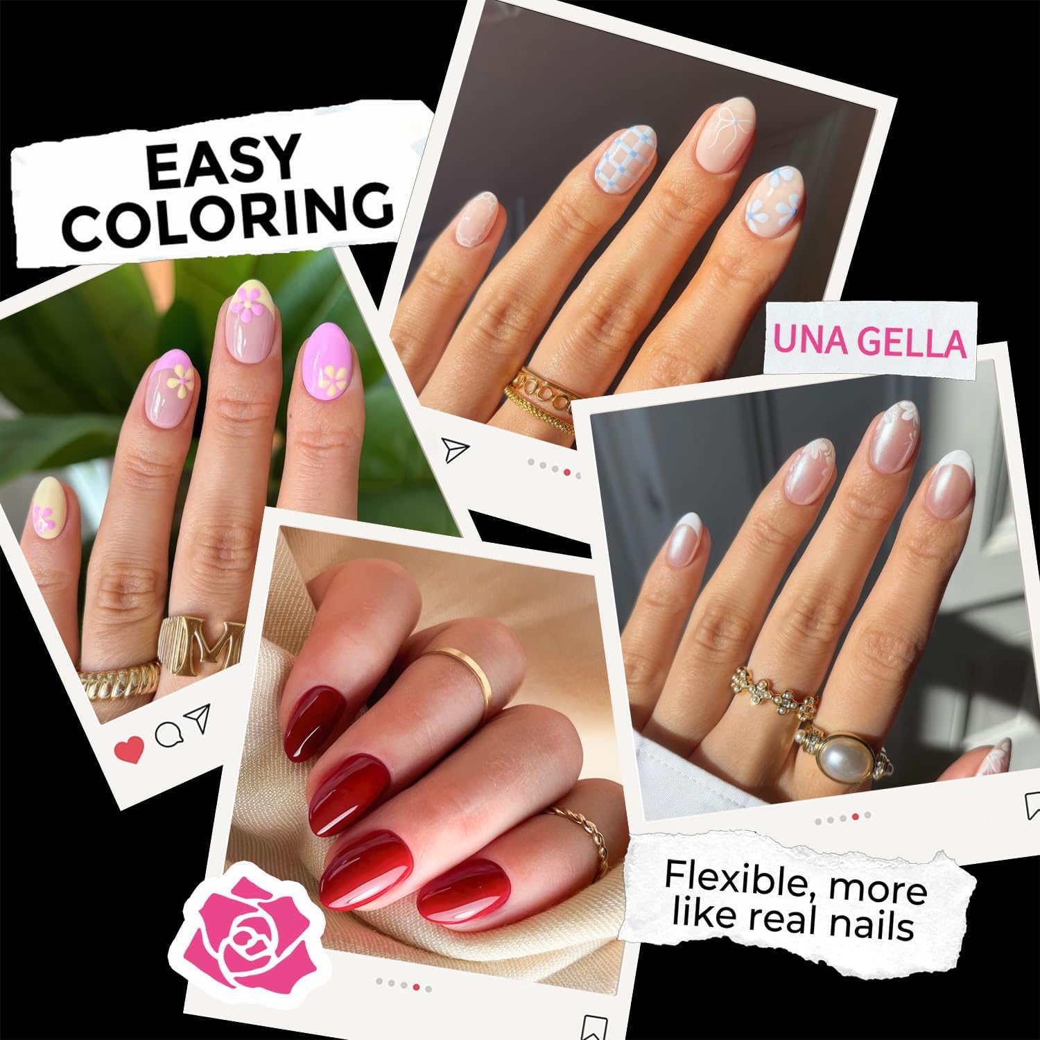Detalle de UNA GELLA Extra Short Almond Nail Tips 216PCS 💅