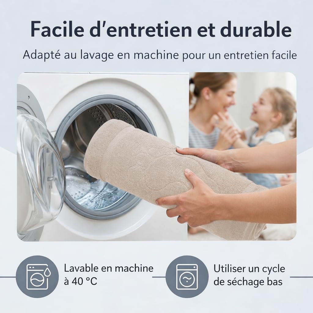Thumbnail 3 de Komfortec Lot de 2 tapis de bain en coton 800 g/m², 50 x 80 cm – sable et beige
