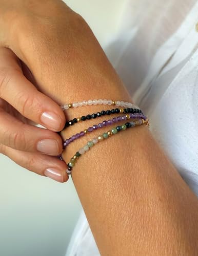 Thumbnail 1 de happymaker - Bracciale Quarzo Rosa Donna con perle naturali e accenti dorati, fatto a mano in Germania