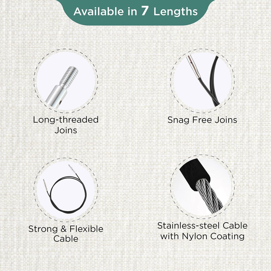 Detalle de KnitPro The Mindful Collection 120cm 360° Swivel Cable with Stainless Steel Core