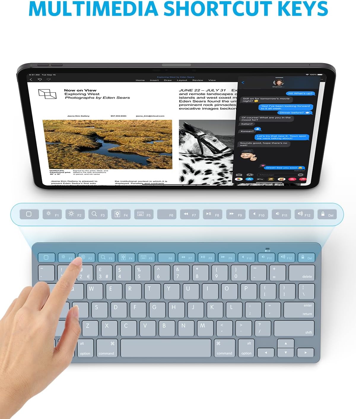 Detalle de OMOTON Bluetooth Wireless Keyboard for iOS (UK QWERTY) in Light Blue