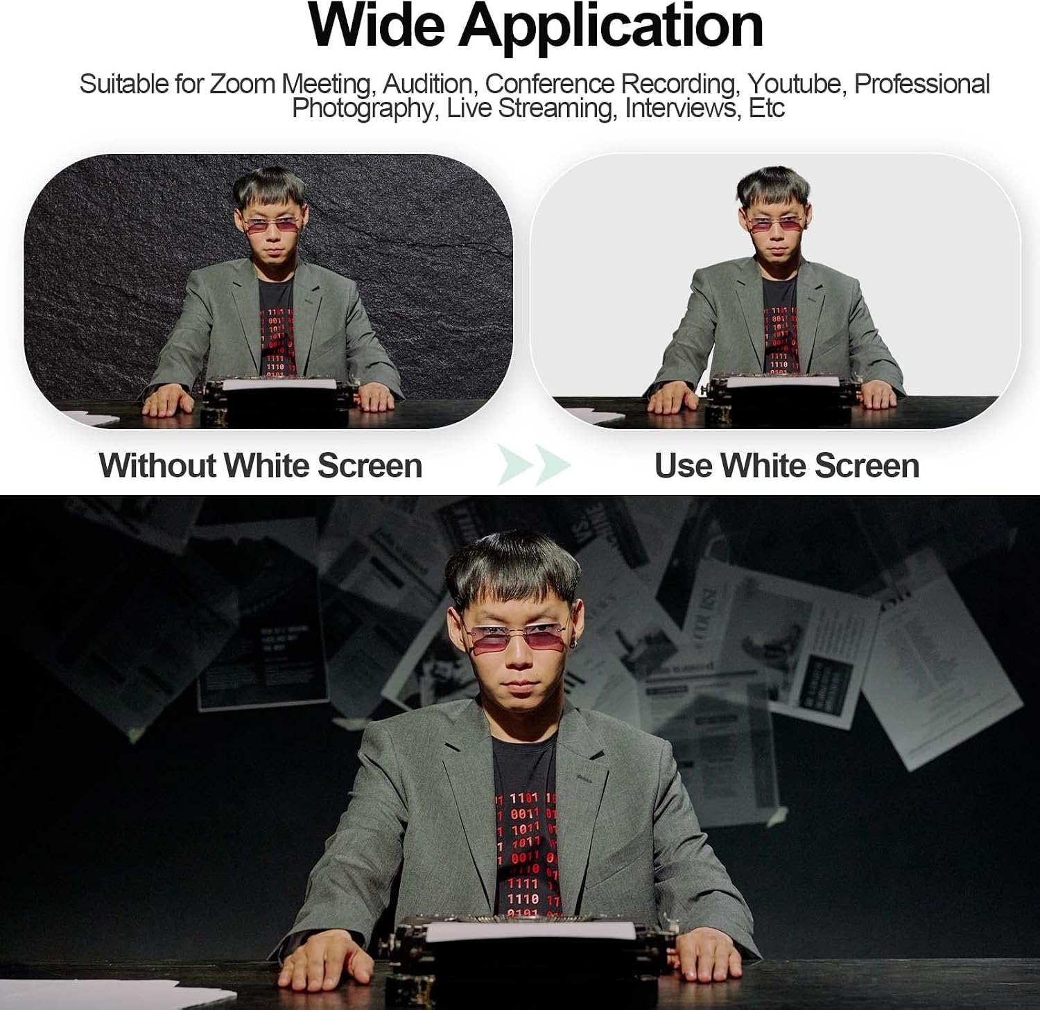 Thumbnail 2 de EMART White Backdrop with Stand – 1.5x2.0m (5x7ft) and 1.5x2.6m T-Shape Support Kit
