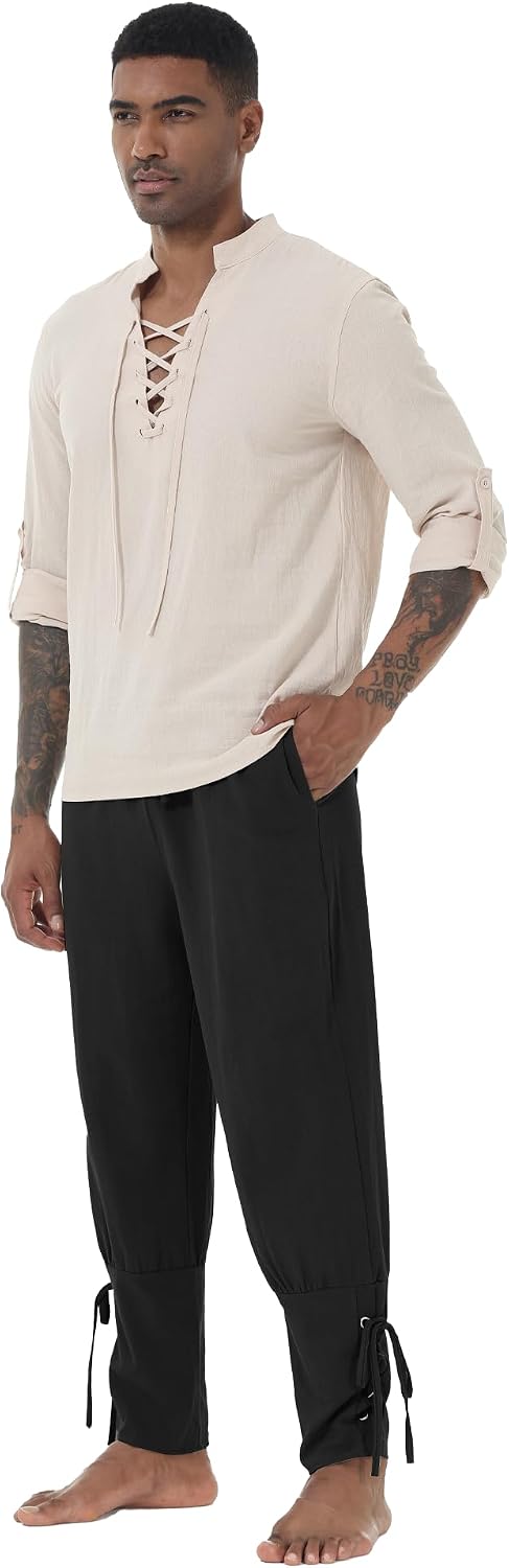 Detalle de YAOHUOLE Herren Mittelalter Hose 75% Baumwolle