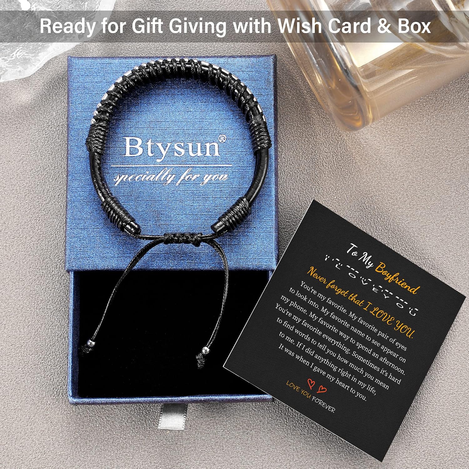 Thumbnail 6 de Leather Morse Code Bracelet 8.5 in
