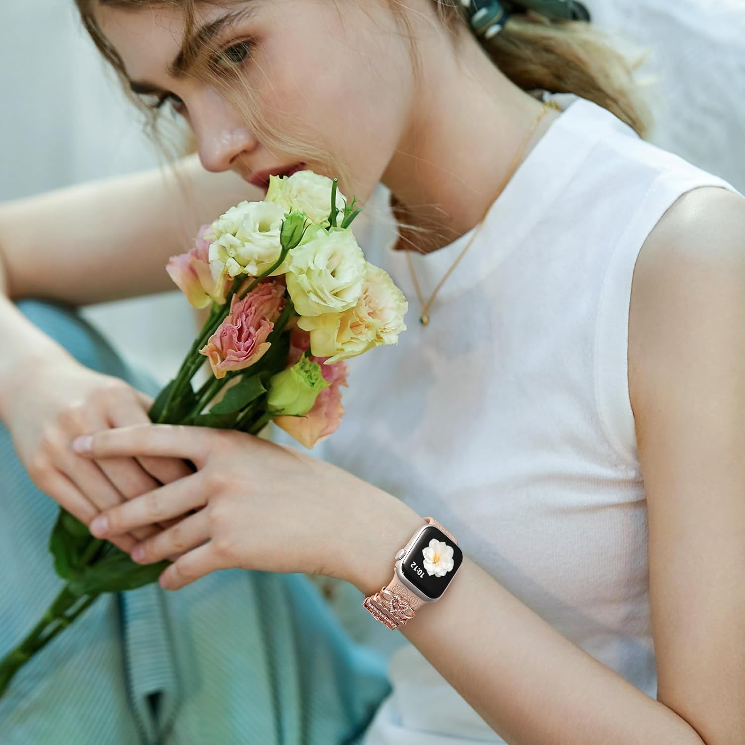 Thumbnail 6 de JJii Sung Designer Flower Engraved Strap with Charming Decoration for Apple Watch (Women 38mm–46mm)
