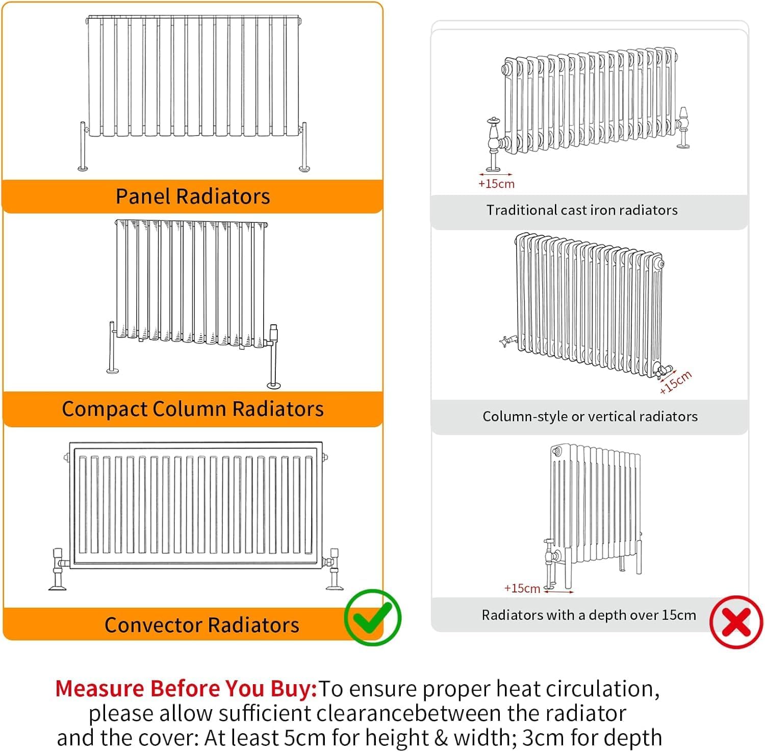 Thumbnail 4 de Tall Radiator Cover 92cm High with Wood Texture Nature Finish – MDF Slatted, Shelf Top, Self-Assembly