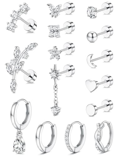 Thumbnail 7 de Diamday 15Pcs: set de pendientes y piercings de acero quirúrgico para mujer