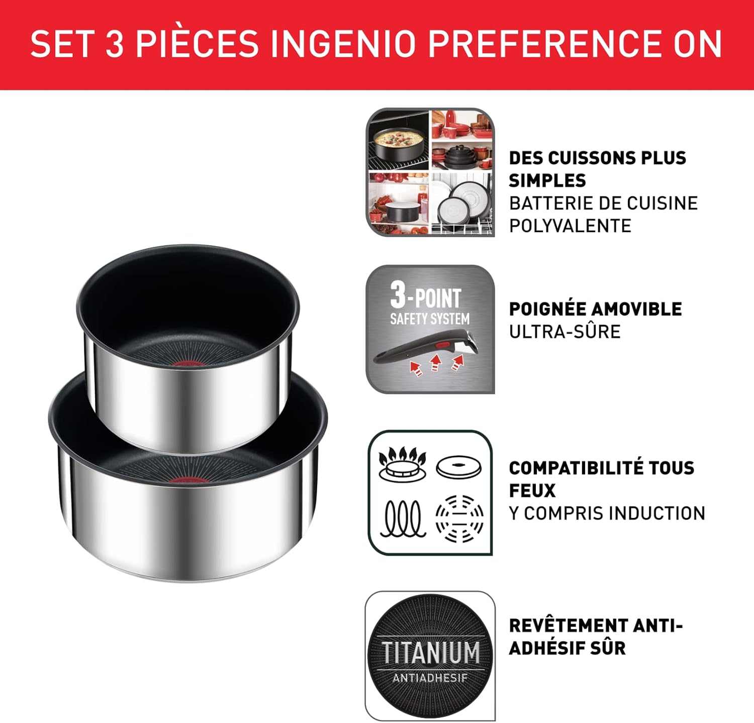 Detalle 2 de Tefal Ingenio 2 casseroles 16/20 cm ⚙