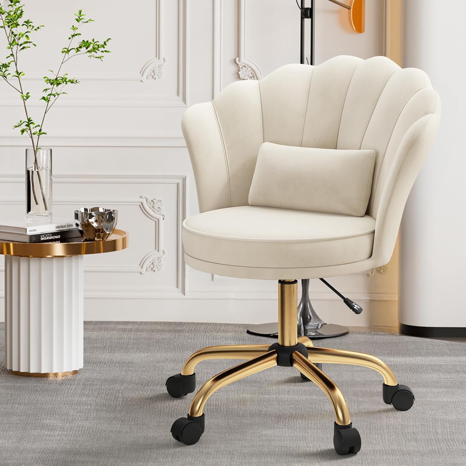 Thumbnail 5 de Aivermeil Homeoffice Stuhl – Samtstoff, Blütenrücken und 360° Drehbarkeit