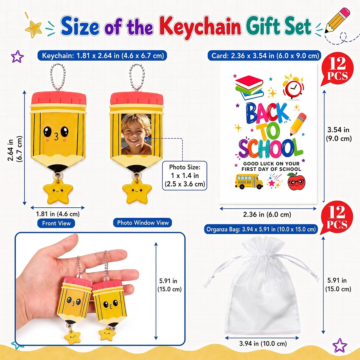 Detalle de Acrylic Pencil Photo Keychains, 12-Pack