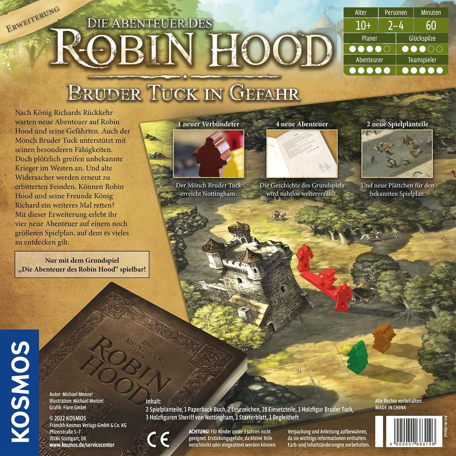 Detalle 2 de KOSMOS 683146 Die Abenteuer des Robin Hood – Bruder Tuck in Gefahr (Erweiterung) | Vier neue Abenteuer für Die Abenteuer des Robin Hood