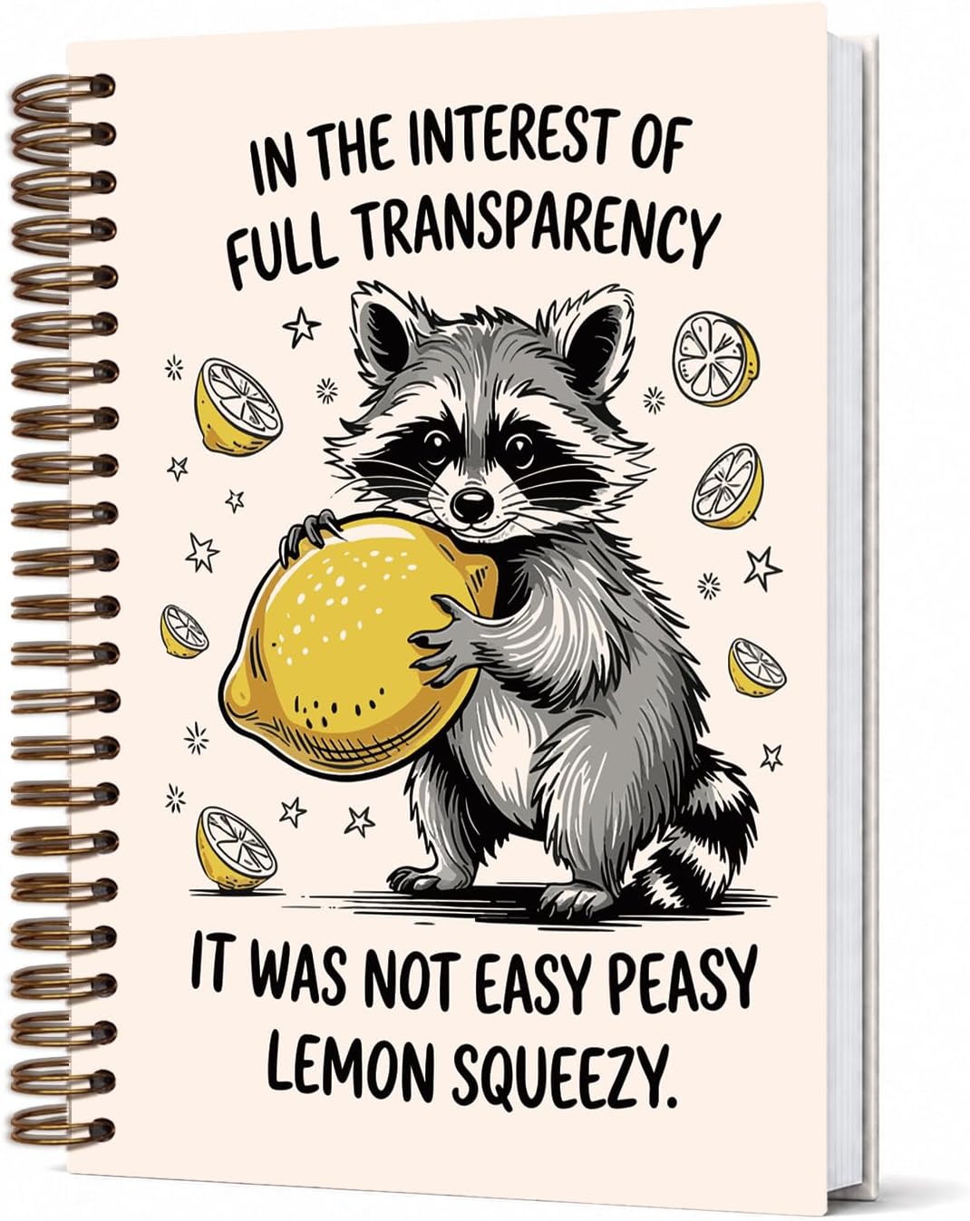 Detalle de Dejfel Spiral Notebook, Raccoon Lemon Design