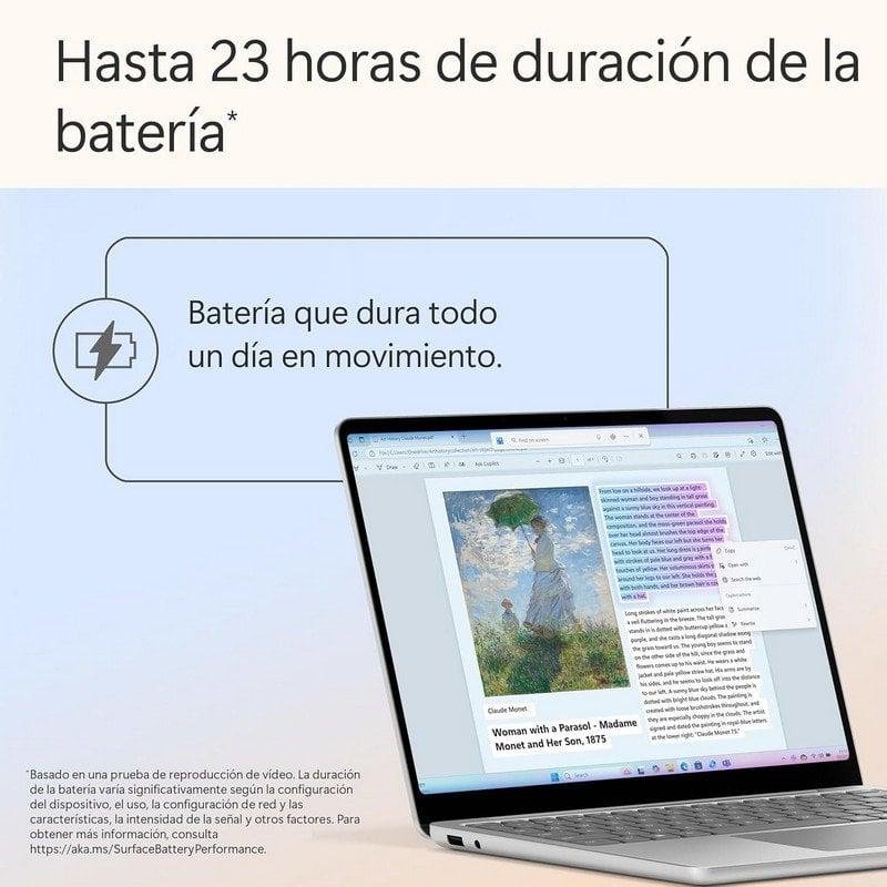 Detalle 2 de Microsoft Surface Laptop Copilot+ PC Snapdragon X Plus 16GB/512GB 13'' táctil (Platino)