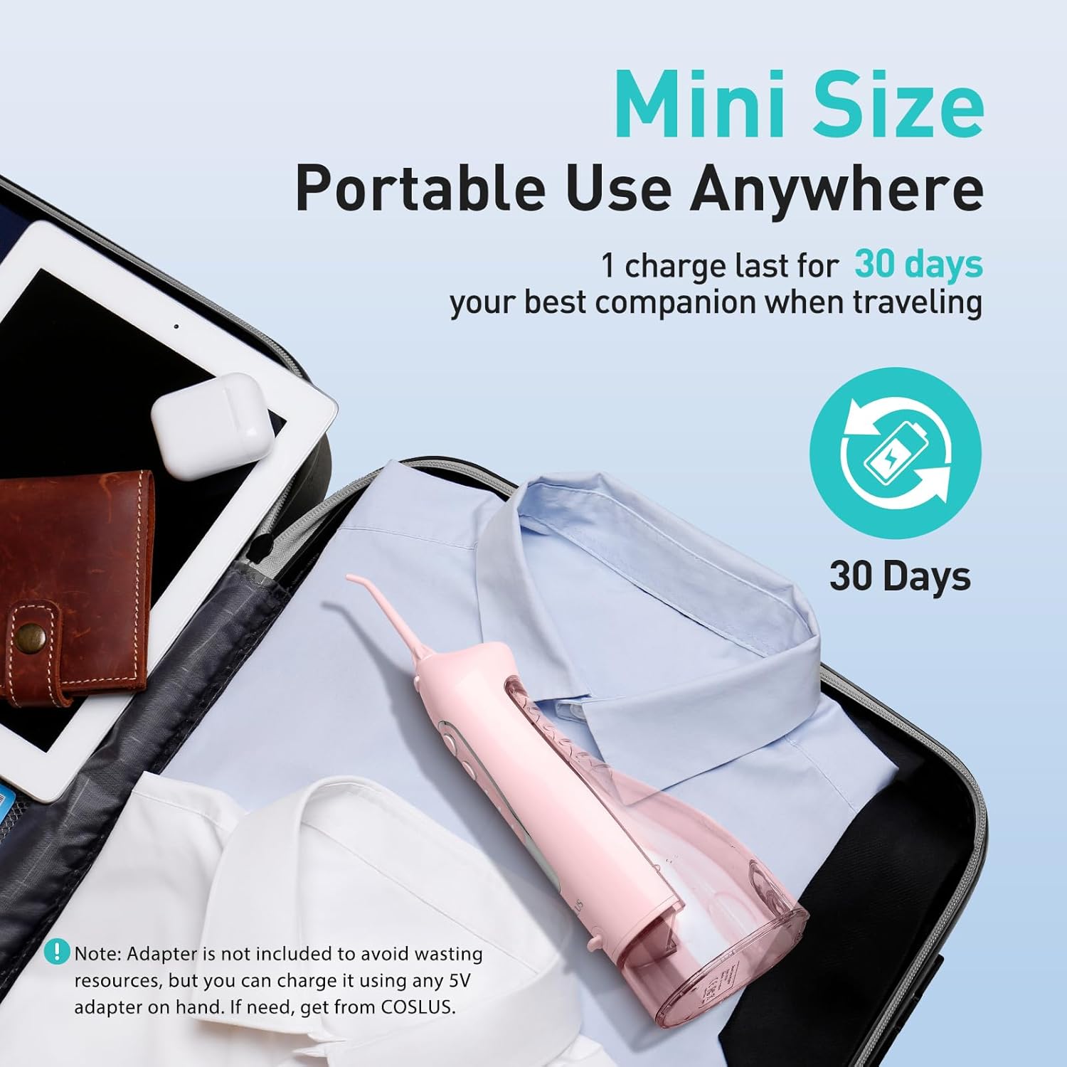 Thumbnail 5 de COSLUS Water Dental Flosser Teeth Pick C20 Portable Cordless Irrigator (Pink) with 300ml Tank