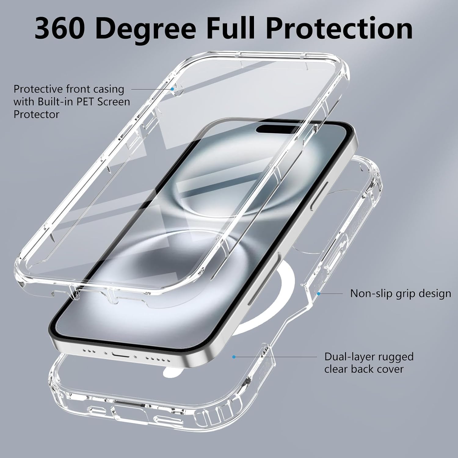 Detalle 2 de XTCASE Coque iPhone 16 Magnétique 360°