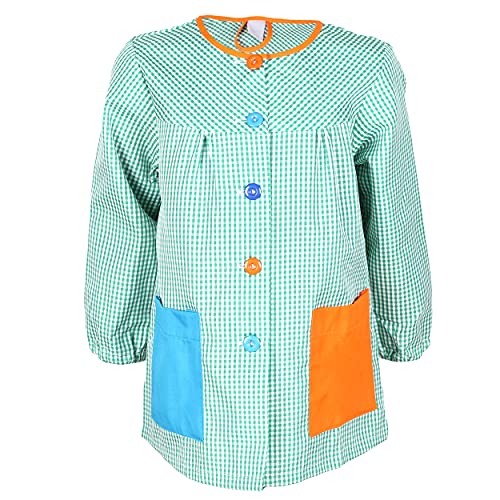 Thumbnail 3 de Etrexonline Bata Escolar Infantil con Botones, Verde (Talla 2, 3-4 años) para Guardería y Colegio