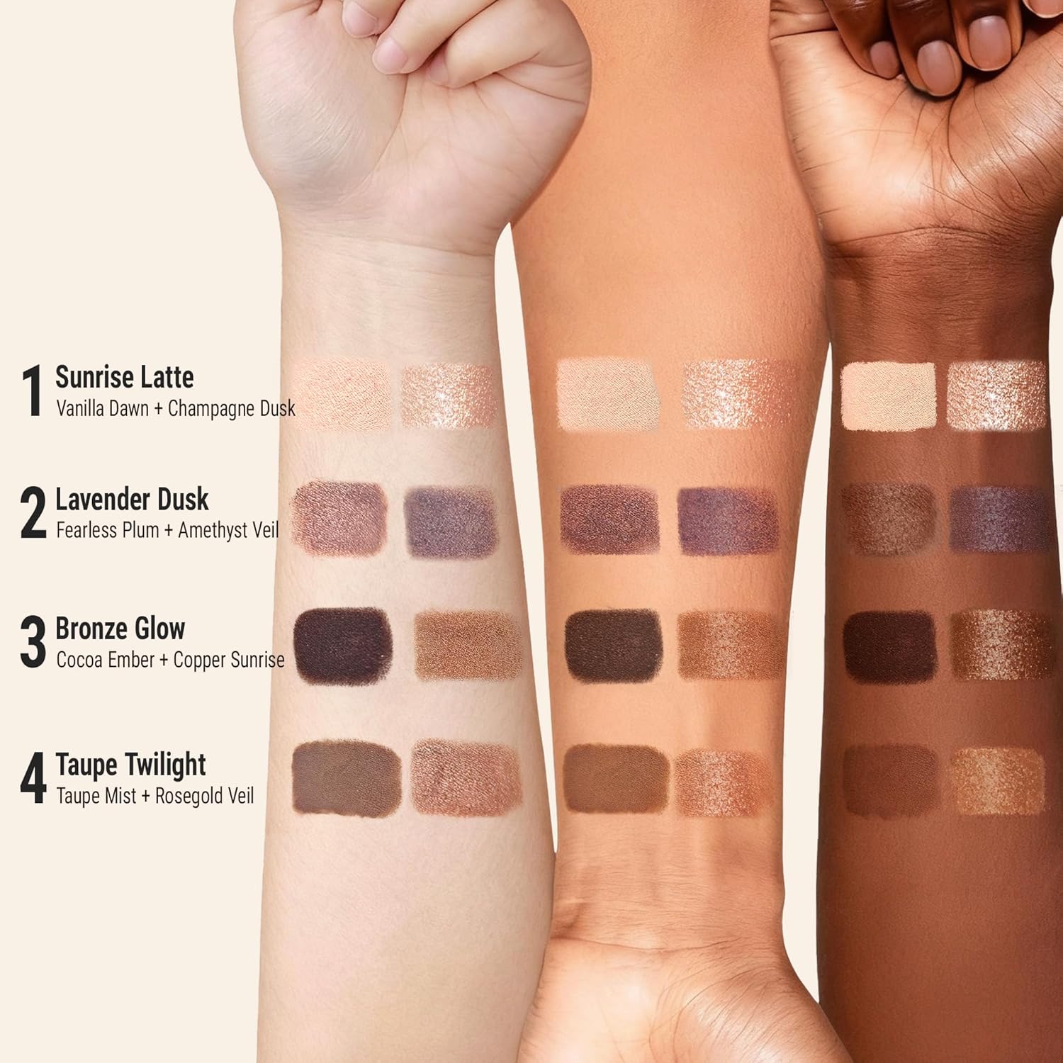 Detalle 2 de Exmiloo Doppelseitiger Lidschatten-Stift (matt & schimmer) Taupe Twilight – wasserfest, wischfest, langanhaltend