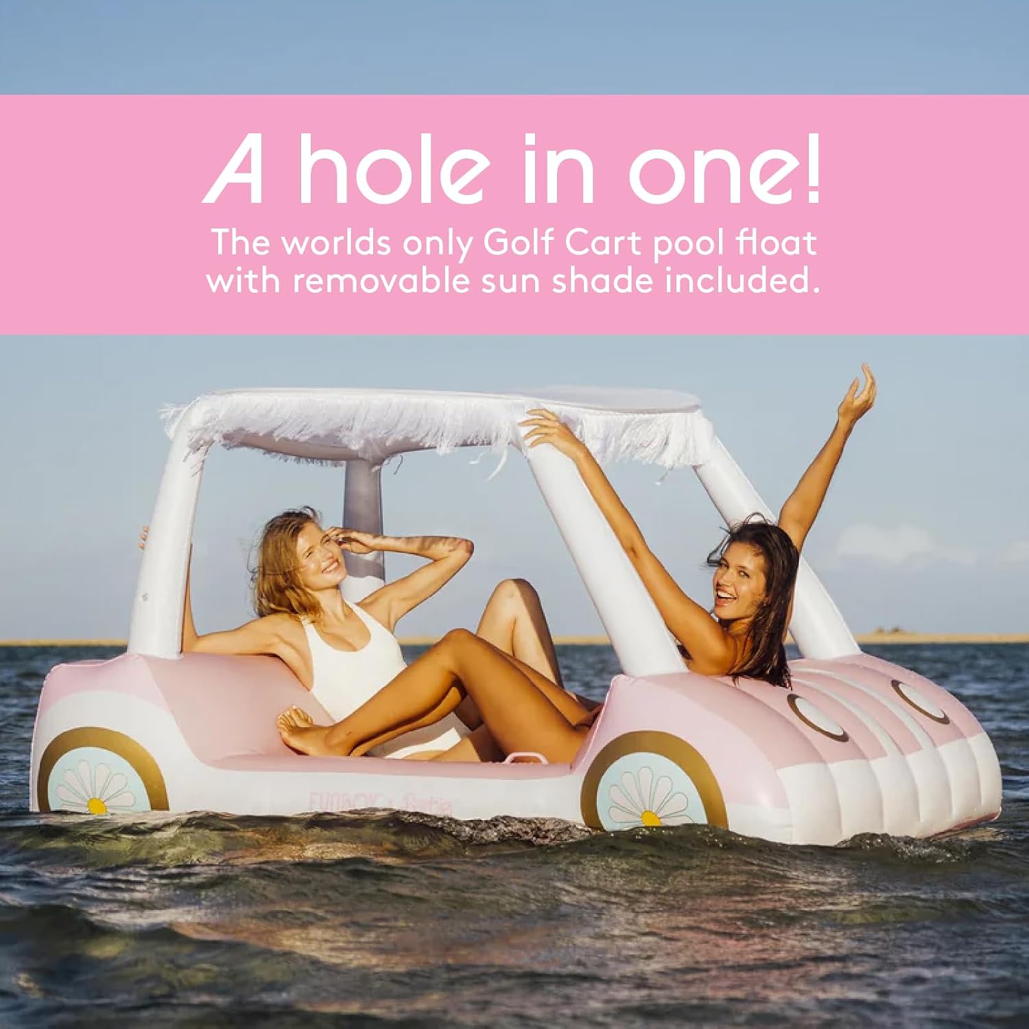 Detalle 2 de FUNBOY Giant Inflatable Luxury Golf Cart Pool Float with Shade and Cup Holders