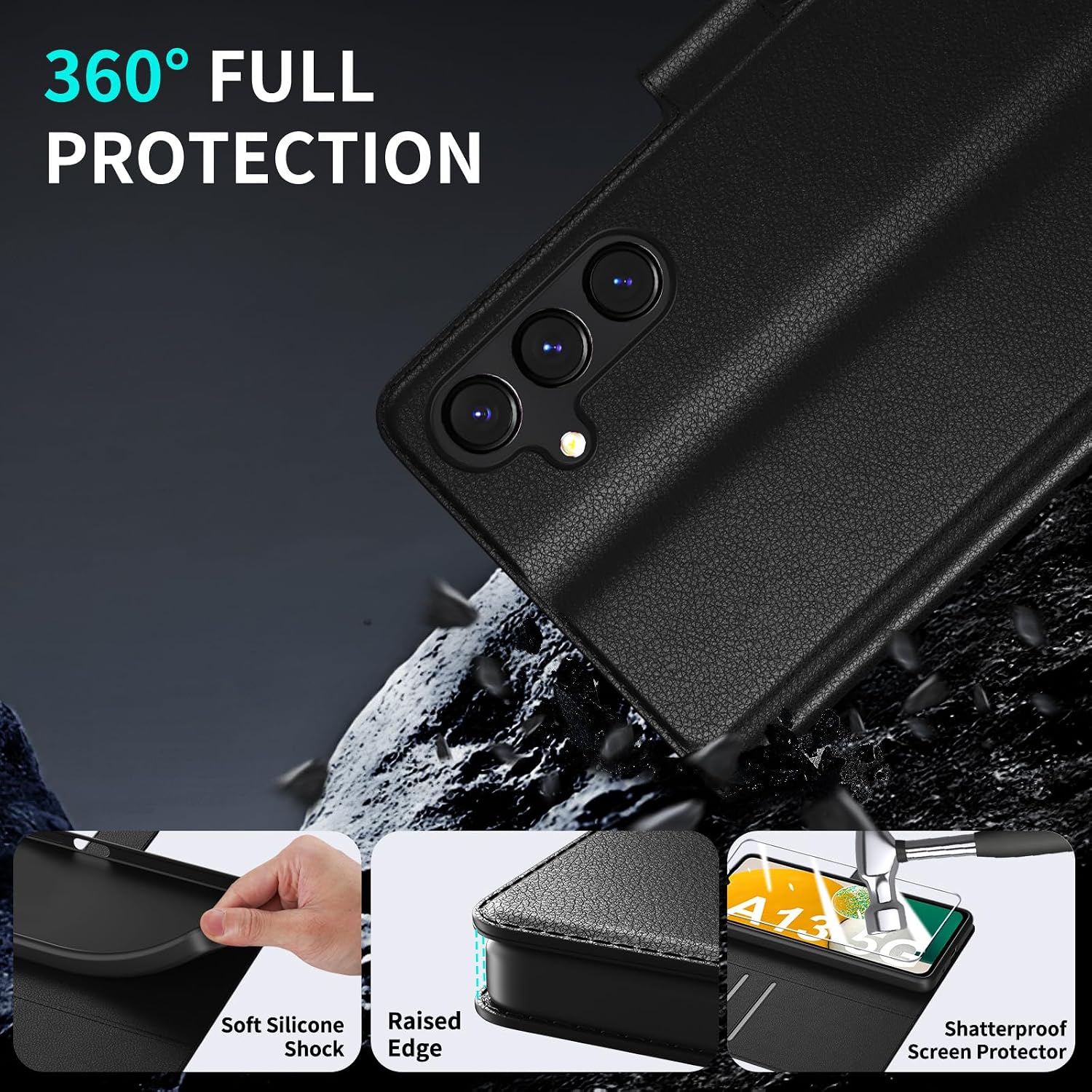 Detalle de Eirltiy Custodia Portafoglio in Pelle PU Premium per Samsung Galaxy A13 5G – Protezione 360° con Vetro Temperato